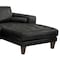 Armen Living Wynne Contemporary Sectional in Genuine Black Leather with Brown Wood Legs LCWYSEBLACK - alternate 4